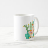 Cute Llama in Gele bloeiende Cactus Garden Scene Koffiemok (Voorkant rechts)