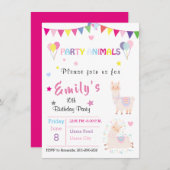 Cute Llama Invitation & Kids Party Stationery Kaart (Voorkant / Achterkant)