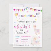 Cute Llama Invitation & Kids Party Stationery Kaart (Voorkant)
