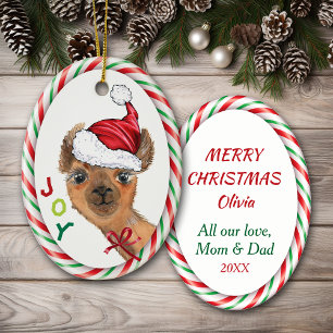 Cute Llama Joy Kinder kerstversiering Keramisch Ornament