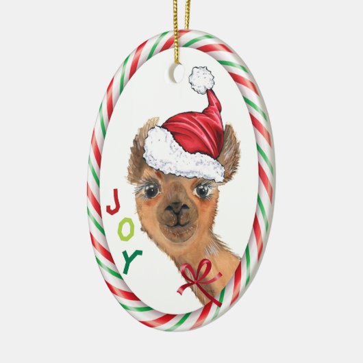 Cute Llama Joy Kinder kerstversiering Keramisch Ornament (Links)