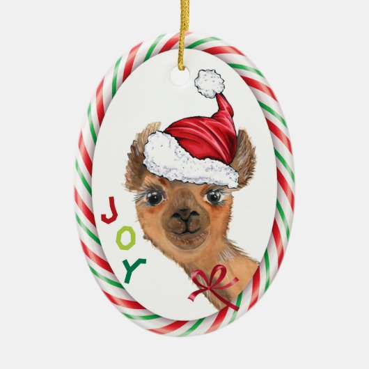 Cute Llama Joy Kinder kerstversiering Keramisch Ornament (Voorkant)