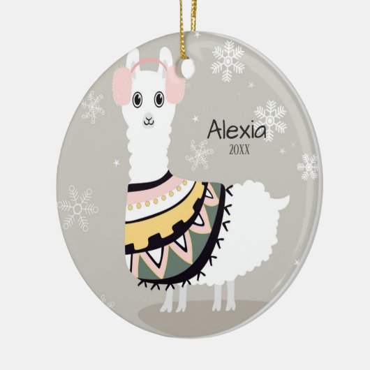 Cute Llama Kerstmis Keramisch Ornament (Links)