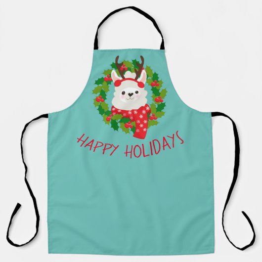 Cute Llama Kerstmis Schort (Voorkant)