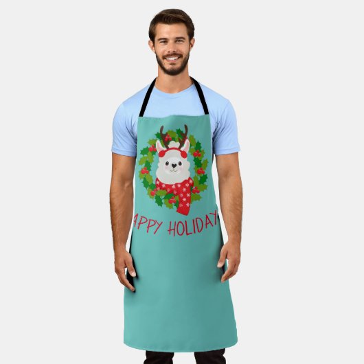 Cute Llama Kerstmis Schort (Gedragen)