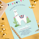 Cute Llama Kids Birthday Party Kaart<br><div class="desc">Schattige uitnodigingen voor verjaardagsfeestjes met een zoet alfabet of lulamapthema.</div>