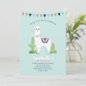 Cute Llama Kids Birthday Party Kaart (Staand voorkant)