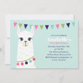 Cute Llama Kids Birthday Party Kaart (Voorkant)