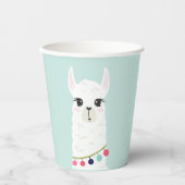 Cute Llama Kids Birthday Party Papieren Bekers (Voorkant)