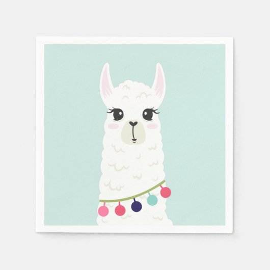 Cute Llama Kids Birthday Party Servet (Voorkant)