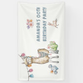 Cute Llama Kids Birthday Party Spandoek (Verticaal)