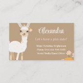 Cute Llama Kids Childrens Animal Calling Play Date Visitekaartje (Voorkant)