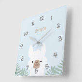 Cute Llama Kinder Nursery Wall Clock Vierkante Klok (Hoek)