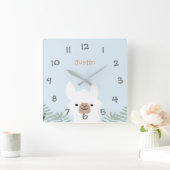 Cute Llama Kinder Nursery Wall Clock Vierkante Klok (Huis)