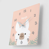 Cute Llama Kinder Nursery Wall Clock Vierkante Klok (Hoek)