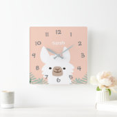 Cute Llama Kinder Nursery Wall Clock Vierkante Klok (Huis)
