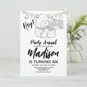 Cute Llama Kinderen van Birthday Black White Kaart (Staand voorkant)