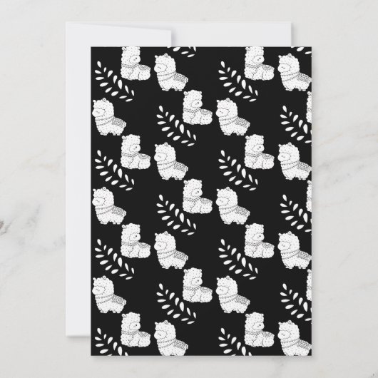 Cute Llama Kinderen van Birthday Black White Kaart (Achterkant)