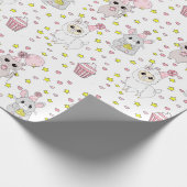 Cute Llama, Kitten en Mouse Cupcake Pink Girl's Cadeaupapier (Hoek)