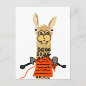 Cute Llama Knitting Cartoon Briefkaart (Voorkant)