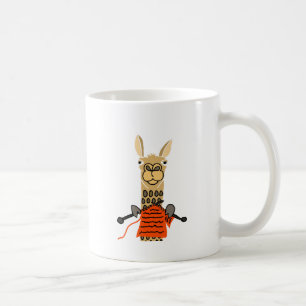 Cute Llama Knitting Cartoon Koffiemok