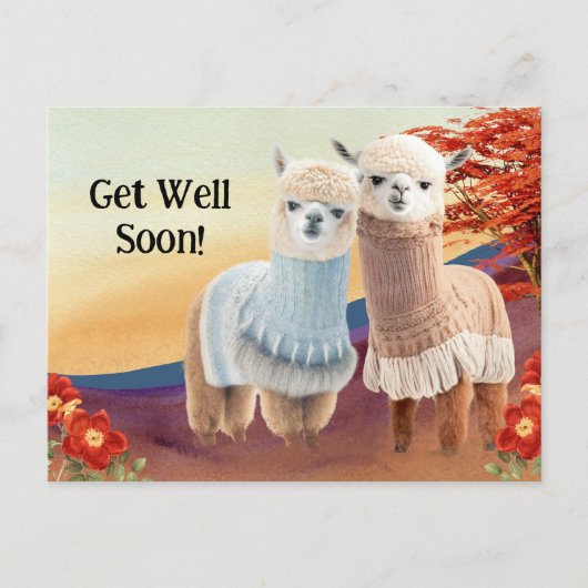 Cute Llama krijgt snel Briefkaart (Voorkant)