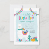 Cute Llama leuke cactus Birthday Invitation Kaart (Voorkant)