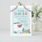 Cute Llama leuke cactus Birthday Invitation Kaart (Staand voorkant)