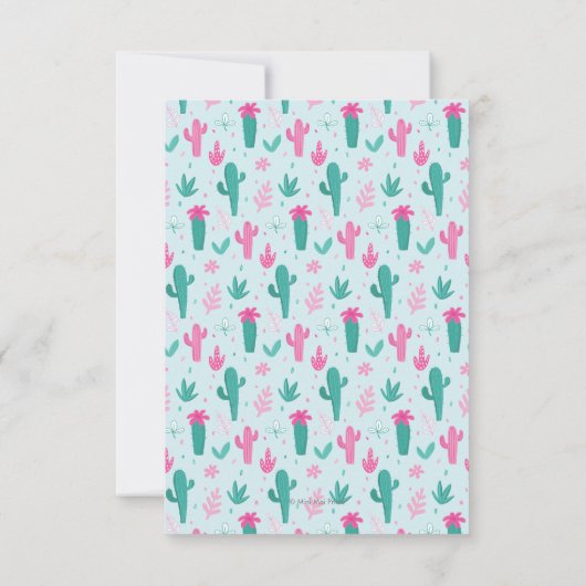 Cute Llama leuke cactus Birthday Invitation Kaart (Achterkant)