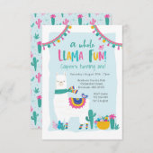 Cute Llama leuke cactus Birthday Invitation Kaart (Voorkant / Achterkant)