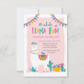 Cute Llama leuke cactus Birthday Invitation Kaart (Voorkant)