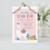 Cute Llama leuke cactus Birthday Invitation Kaart (Staand voorkant)
