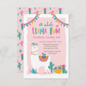 Cute Llama leuke cactus Birthday Invitation Kaart (Voorkant / Achterkant)