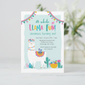Cute Llama leuke cactus Birthday Invitation Kaart (Staand voorkant)