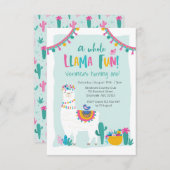 Cute Llama leuke cactus Birthday Invitation Kaart (Voorkant / Achterkant)