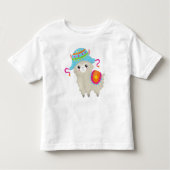 Cute Llama, Little Llama, Alpaca, Llama met Pet Kinder Shirts (Voorkant)