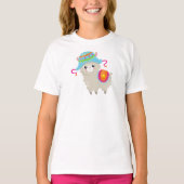 Cute Llama, Little Llama, Alpaca, Llama met Pet T-shirt (Voorkant)