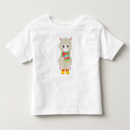 Cute Llama, Little Llama, Alpaca, Llama met Scarf Kinder Shirts