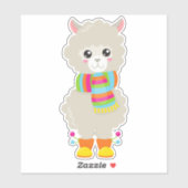 Cute Llama, Little Llama, Alpaca, Llama met Scarf Sticker (Vel)