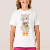 Cute Llama, Little Llama, Alpaca, Llama met Scarf T-shirt (Voorkant)