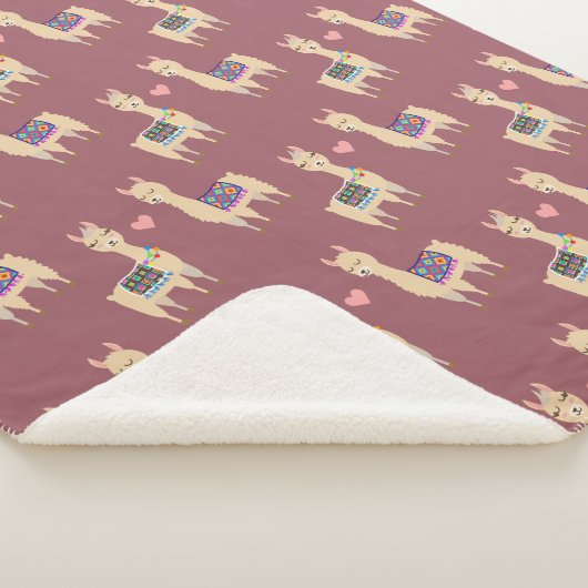 Cute Llama Love Hearts Sherpa Deken (3/4)