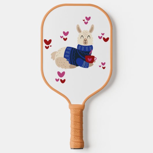 Cute Llama Love Pickleball Paddle (Voorkant)