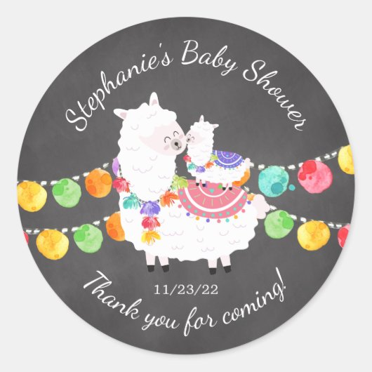 Cute Llama Mama Baby shower Favor Sticker (Voorkant)