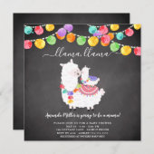 Cute Llama Mama Baby shower Invitation Kaart (Voorkant / Achterkant)