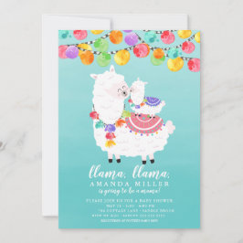 Cute Llama Mama Baby shower Invitation Kaart