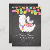 Cute Llama Mama Baby shower Invitation Kaart (Voorkant / Achterkant)