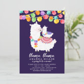 Cute Llama Mama Baby shower Invitation Kaart (Staand voorkant)
