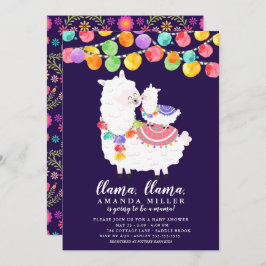 Cute Llama Mama Baby shower Invitation Kaart