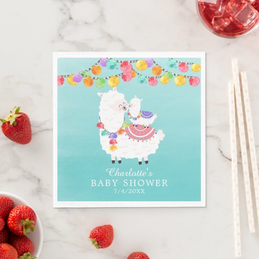 Cute Llama Mama Baby shower Paper Napkins Servet (Insitu)