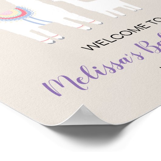 Cute Llama Mama Baby shower Welcome Sign Poster (Hoek)